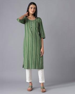 striped straight kurta with trousers