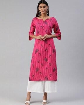 striped straight kurta