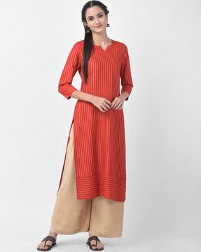 striped straight kurta