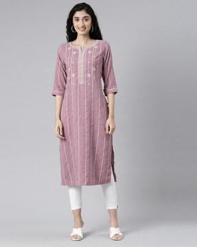 striped straight kurta