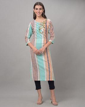 striped straight kurta