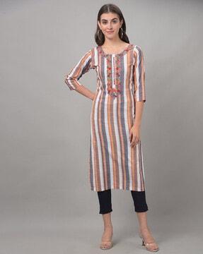 striped straight kurta