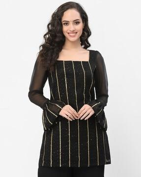 striped straight kurti