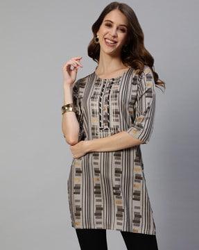 striped straight kurti