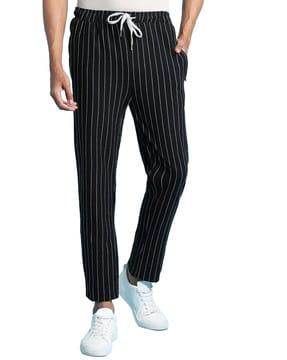striped straight track pant