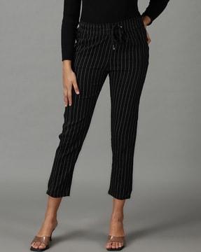 striped straight track pants with drawstring