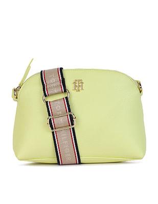 striped strap pu sling bag