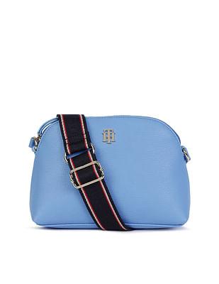 striped strap pu sling bag