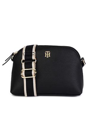 striped strap pu sling bag