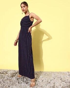 striped strappy a-line dress