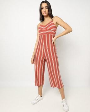 striped strappy jumpsuit