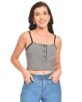 striped strappy slim fit crop top