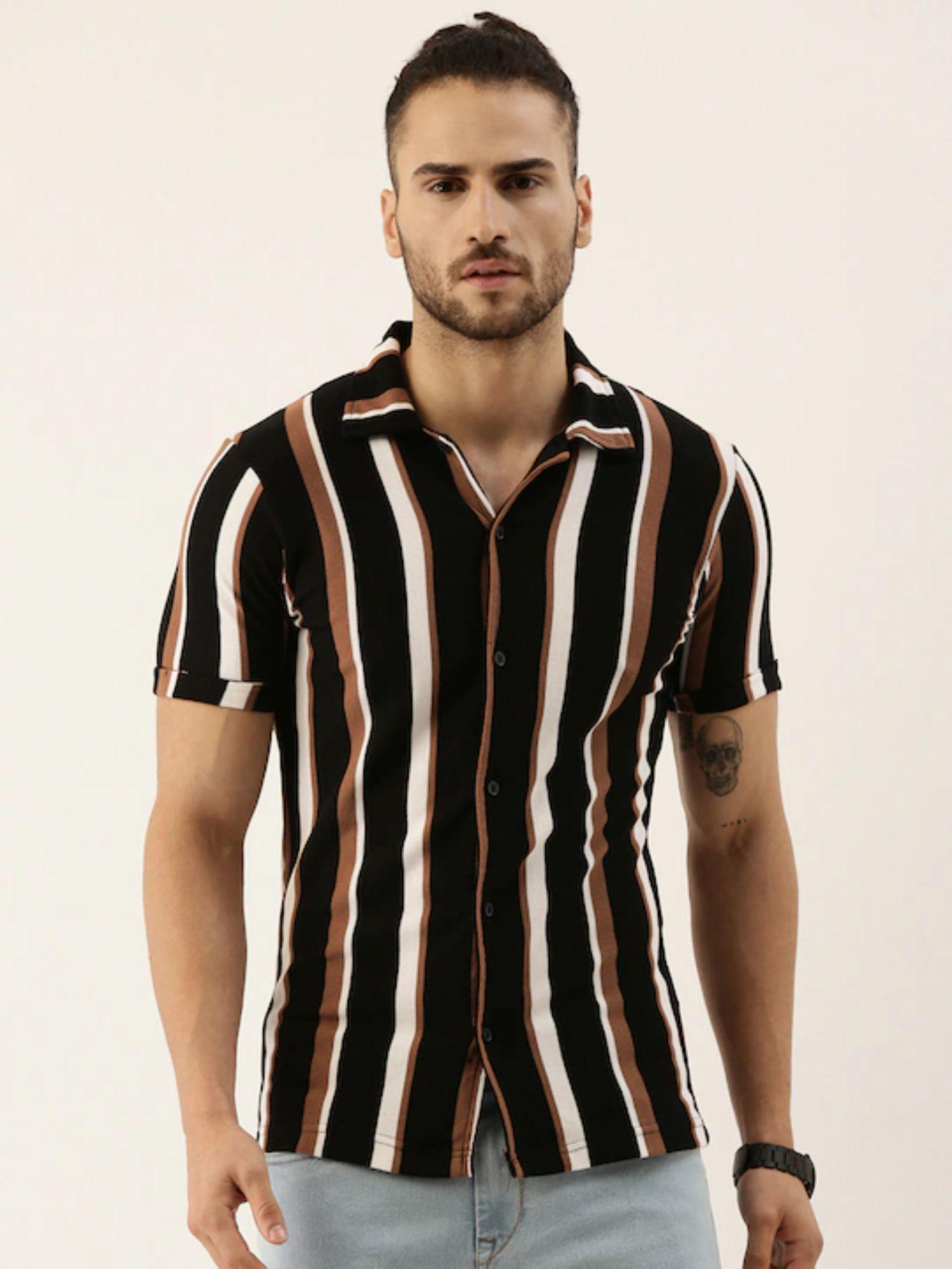 striped stylish half sleeve casual shirts
