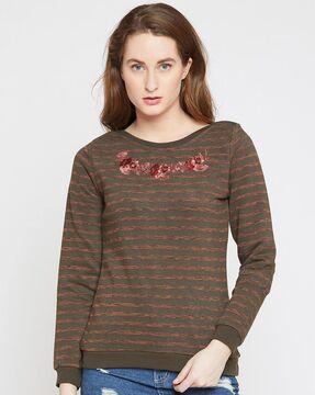 striped sweatshirt with embroidery