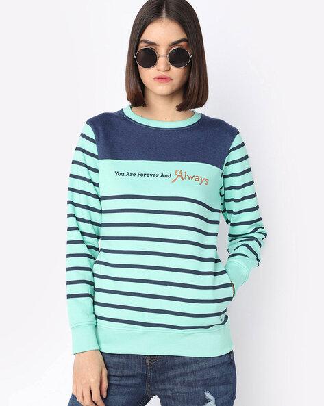 striped sweatshirt with insert pocket