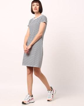 striped t-shirt dress with slip pockets