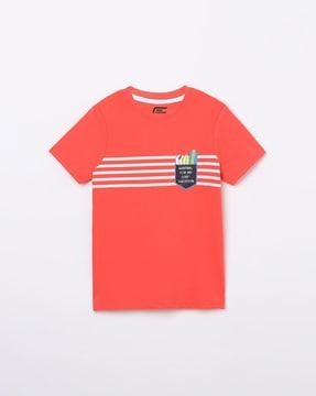 striped t-shirt with patch pocket