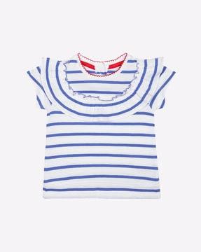 striped t-shirt with ruffled panel