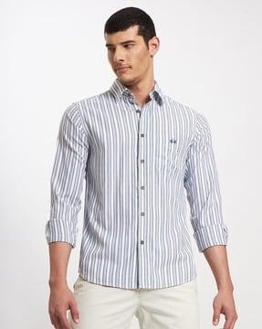 striped tailored fit shirt with patch pocket