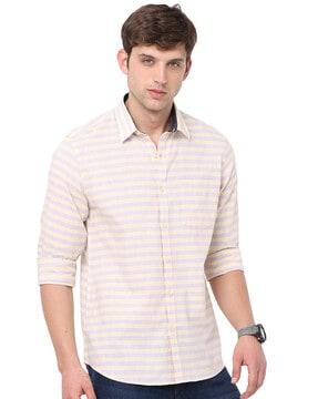 striped tailored fit shirt with patch pocket