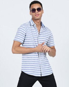 striped tailored fit shirt with patch pocket