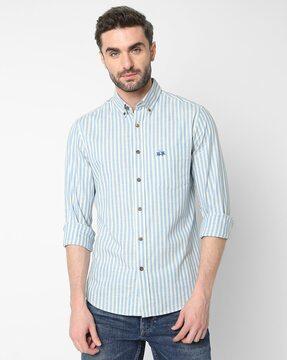 striped tailored fit shirt with patch pocket