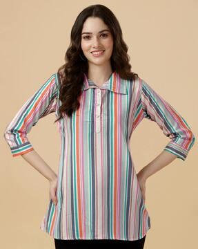striped tailored fit tunic