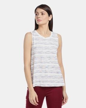 striped tank top with back tie-up