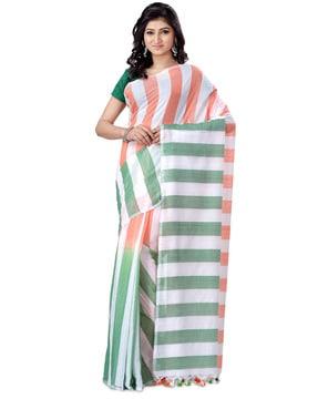 striped tant traditional handloom cotton saree