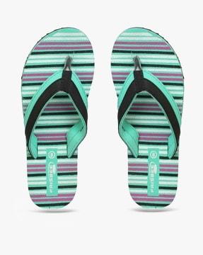 striped thong-strap flip-flops