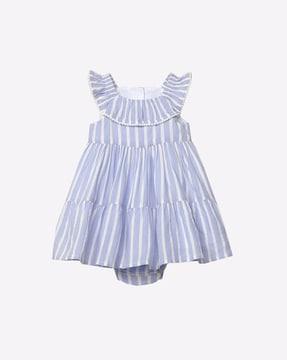 striped tiered a-line dress with bloomers