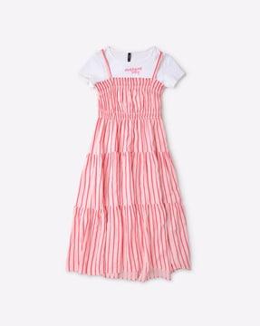 striped tiered dress with t-shirt