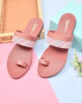 striped toe-ring flat sandals