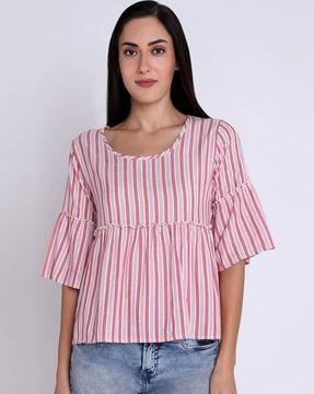 striped top with 3/4th sleeves