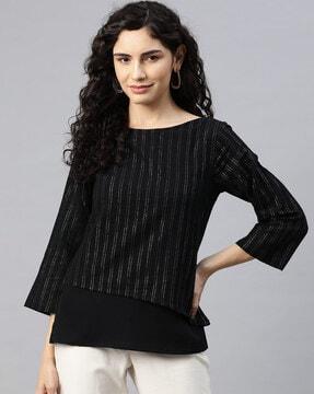 striped top with 3/4th sleeves