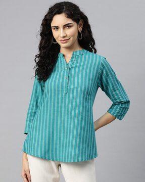 striped top with 3/4th sleeves