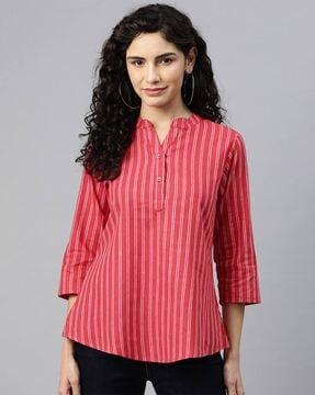 striped top with 3/4th sleeves