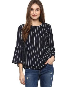 striped top with bell sleeves