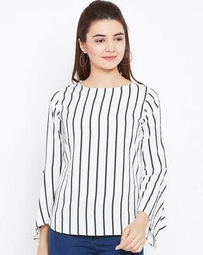 striped top with bell sleeves