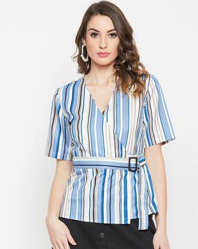 striped top with belt