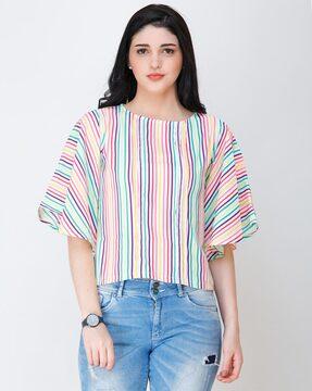 striped top with butterfly sleeves