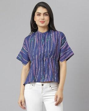 striped top with button fastening