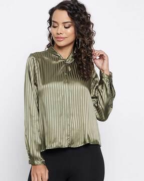 striped top with curved hemline