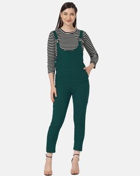 striped top with dungaree set