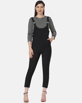 striped top with dungaree set