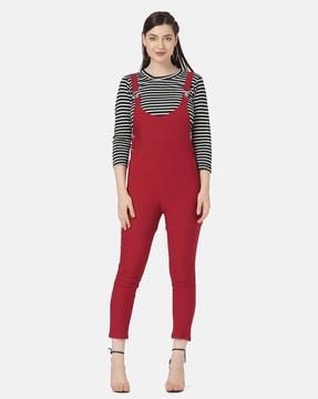 striped top with dungaree set