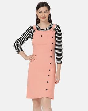 striped top with dungaree set