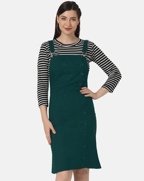 striped top with dungaree set