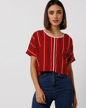 striped top with extended shoulders