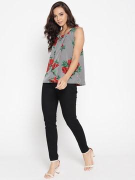 striped top with floral prints